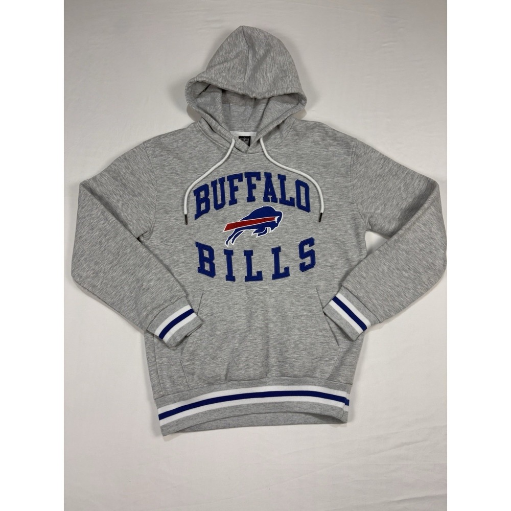 Buffalo Bills Hoodie Mens Small Heather Gray Pullover Fleece Embroidered.